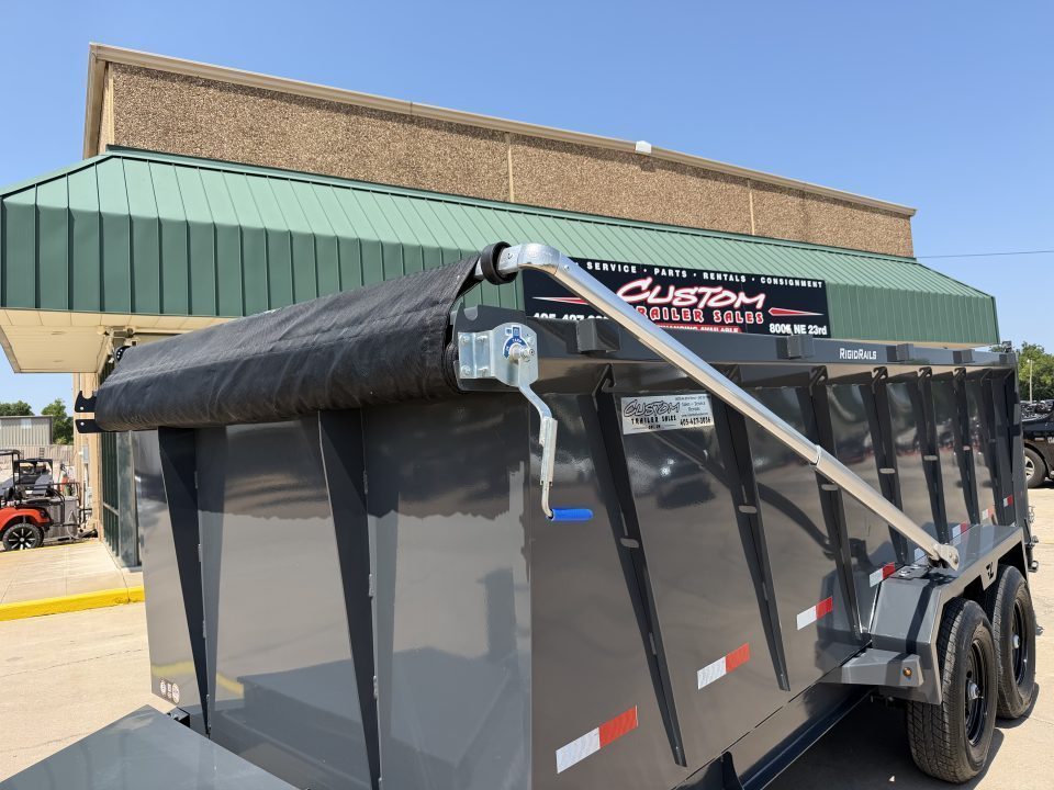 New #160345 2027 LAMAR DL 16 X 83 TANDEM AXLE 14K BUMPER PULL DUMP W/ 48" SIDES & LONG ARM TARP KIT
