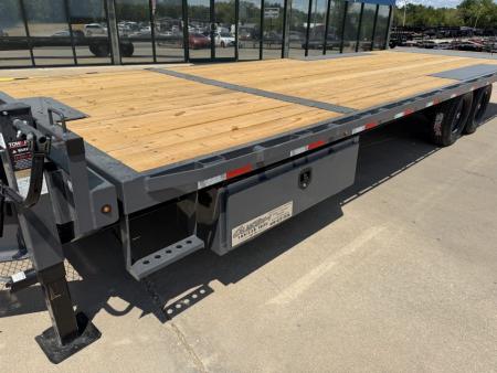 New #160485 2027 LAMAR FA 26 X 102 BUMPER PULL 14K DECKOVER FULL BED TILT W/ SPARE TIRE