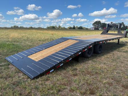 New 2027 Load Trail 102x32 Tandem 24K GN Hydrotail Flatbed Trailer W/ Steel Runners & Hydro Jacks
