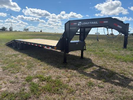 New 2027 Load Trail 102x32 Tandem 24K GN Hydrotail Flatbed Trailer W/ Steel Runners & Hydro Jacks