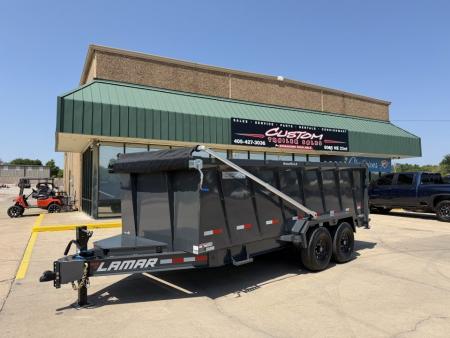 New #160344 2027 LAMAR DL 16 X 83 TANDEM AXLE 14K BUMPER PULL DUMP W/ 48" SIDES & LONG ARM TARP KIT
