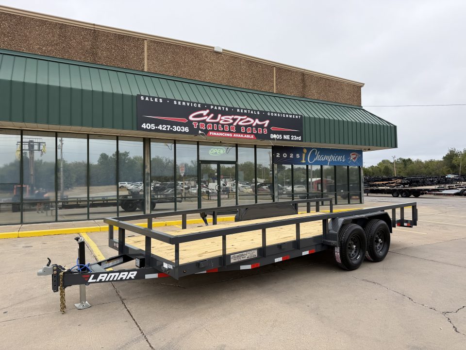 New #160377 2027 LAMAR U5 20 X 83 TANDEM AXLE SQUARE TUBE TOP 10K UTILITY W/ 2' DOVE & SLIDE IN RAMPS