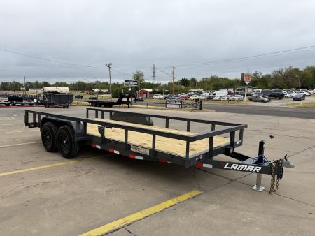 New #160377 2027 LAMAR U5 20 X 83 TANDEM AXLE SQUARE TUBE TOP 10K UTILITY W/ 2' DOVE & SLIDE IN RAMPS