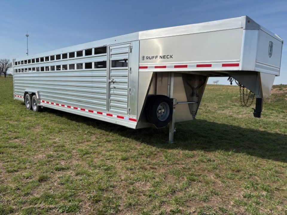 New 2027 EBY Trailers 8x32 Tandem 25K GN Livestock Trailer W/ Slat Sides & Floating Gate