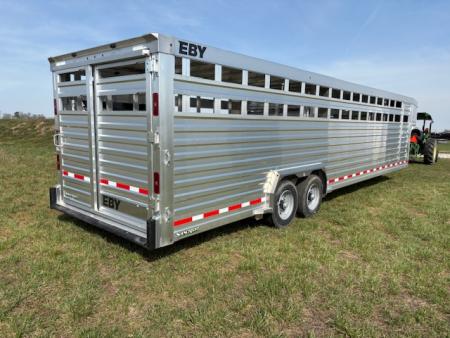 New 2027 EBY Trailers 8x32 Tandem 25K GN Livestock Trailer W/ Slat Sides & Floating Gate