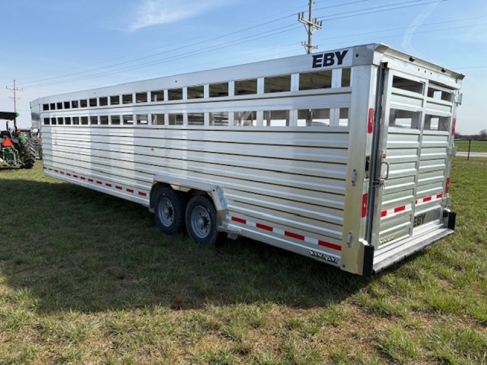 New 2027 EBY Trailers 8x32 Tandem 25K GN Livestock Trailer W/ Slat Sides & Floating Gate