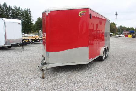 Used 2020 NEO NAM 7.5' x 16' Aluminum Enclosed Motorcycle UTV Trailer - RAMP DOOR - 7' Interior Height - 7000# GVW