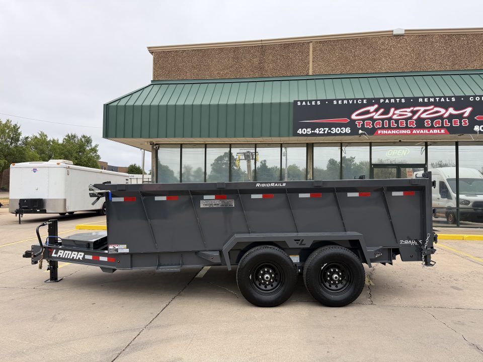 New #160353 2027 LAMAR DT 14 X 83 TANDEM AXLE 14K BUMPER PULL DUMP TRAILER W/ 3' SIDES & TELESCOPIC