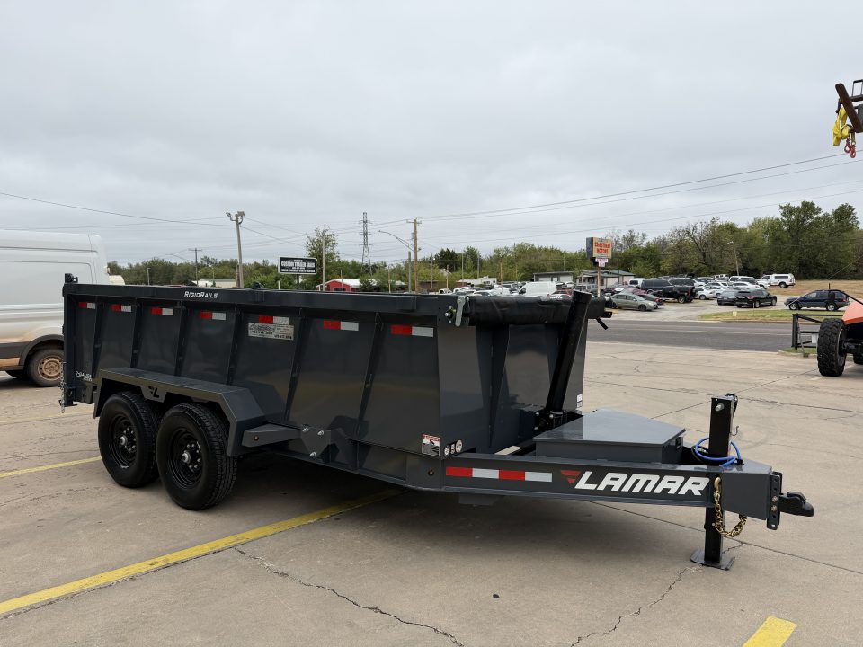 New #160353 2027 LAMAR DT 14 X 83 TANDEM AXLE 14K BUMPER PULL DUMP TRAILER W/ 3' SIDES & TELESCOPIC