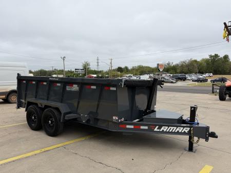 New #160353 2027 LAMAR DT 14 X 83 TANDEM AXLE 14K BUMPER PULL DUMP TRAILER W/ 3' SIDES & TELESCOPIC
