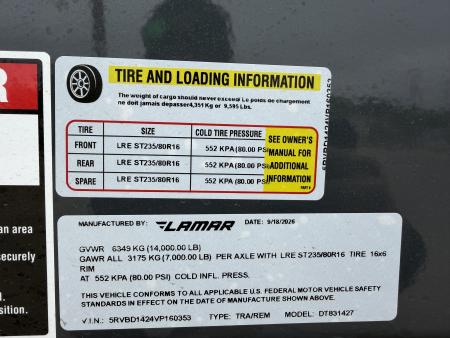 New #160353 2027 LAMAR DT 14 X 83 TANDEM AXLE 14K BUMPER PULL DUMP TRAILER W/ 3' SIDES & TELESCOPIC