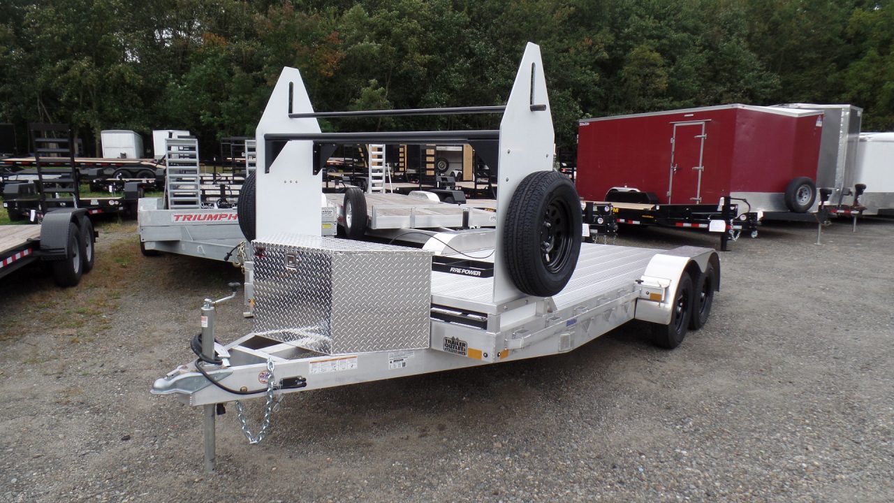 New 2027 Performance Trailers Example Open Car Trailer, Tire Rack, Winch in Box, Spare Tires Car Hauler