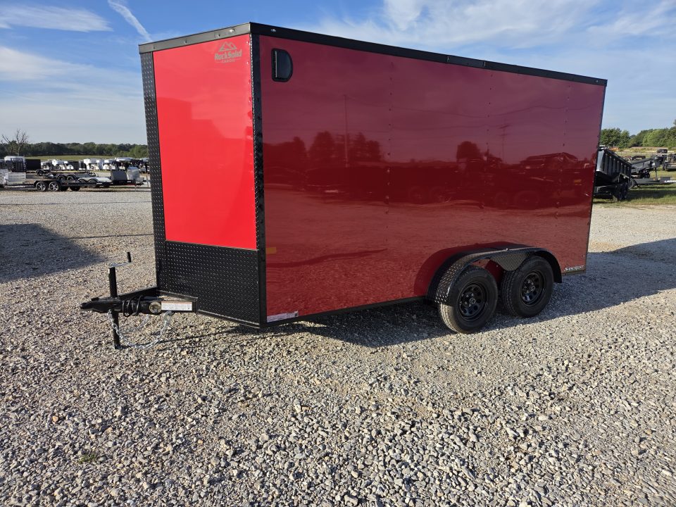 New 2027 Rock Solid 7X14 TANDEM 14K CARGO W/7' HEIGHT BLACKOUT TRIM & RAMP DOOR