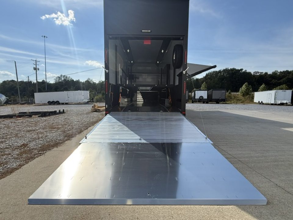 New In-Tech Lite 8.5x32 Stacker Race Trailer-21K - White W/ Black Trim- RS Cabinet , Air-Line Track, Tool Drawers, Winch, WW Cabinet, & Fold Up Table