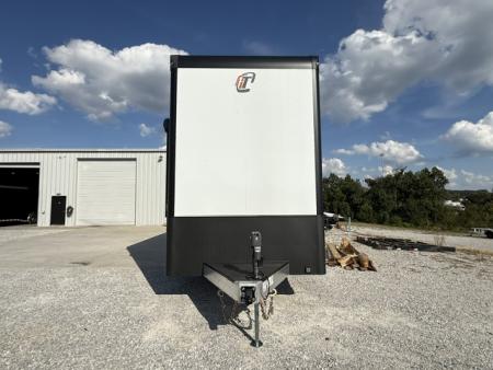 New In-Tech Lite 8.5x32 Stacker Race Trailer-21K - White W/ Black Trim- RS Cabinet , Air-Line Track, Tool Drawers, Winch, WW Cabinet, & Fold Up Table