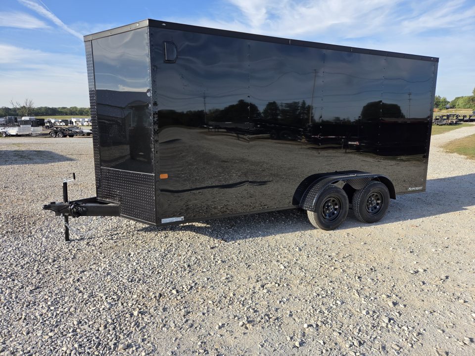 New 2027 Rock Solid 7X16 TANDEM 7K CARGO W/7' HEIGHT BLACKOUT TRIM & RAMP DOOR