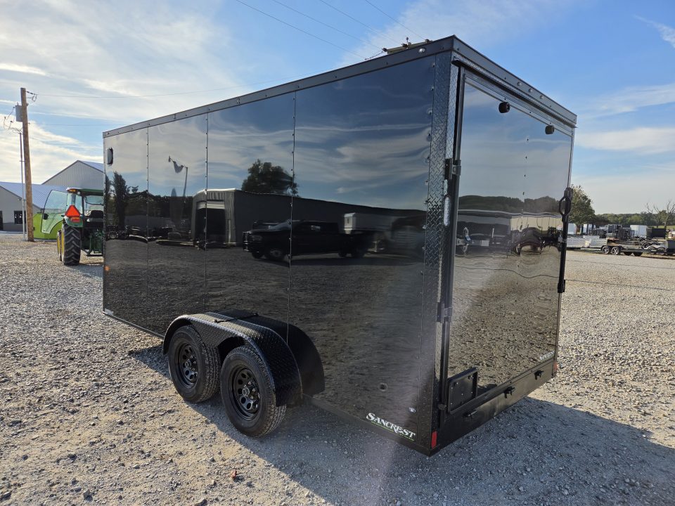 New 2027 Rock Solid 7X16 TANDEM 7K CARGO W/7' HEIGHT BLACKOUT TRIM & RAMP DOOR