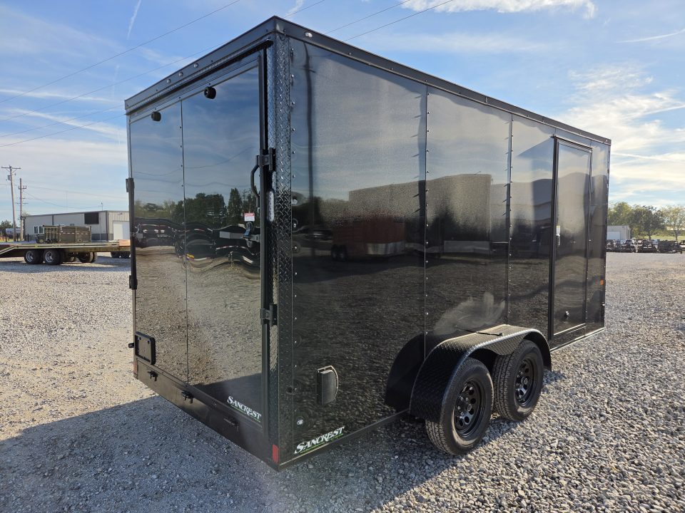 New 2027 Rock Solid 7X16 TANDEM 7K CARGO W/7' HEIGHT BLACKOUT TRIM & RAMP DOOR