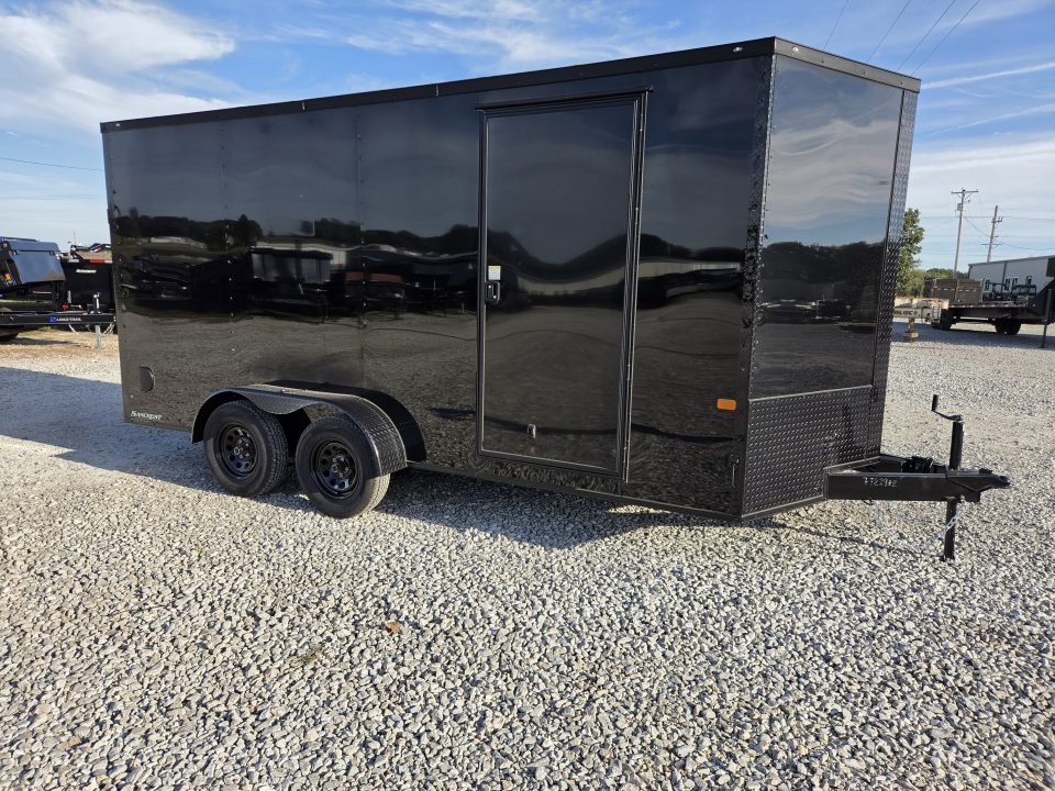 New 2027 Rock Solid 7X16 TANDEM 7K CARGO W/7' HEIGHT BLACKOUT TRIM & RAMP DOOR