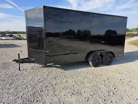 New 2027 Rock Solid 7X16 TANDEM 7K CARGO W/7' HEIGHT BLACKOUT TRIM & RAMP DOOR