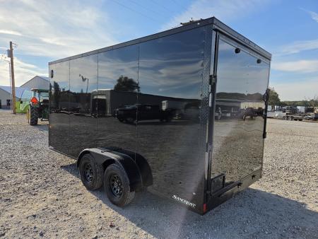 New 2027 Rock Solid 7X16 TANDEM 7K CARGO W/7' HEIGHT BLACKOUT TRIM & RAMP DOOR