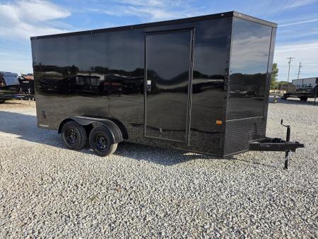 New 2027 Rock Solid 7X16 TANDEM 7K CARGO W/7' HEIGHT BLACKOUT TRIM & RAMP DOOR