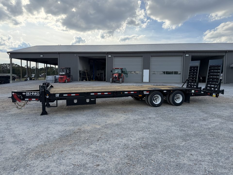 New 2027 Behnke 102"x29' 20 TON Pintle Hitch Tag Trailer *AIR RAMPS*