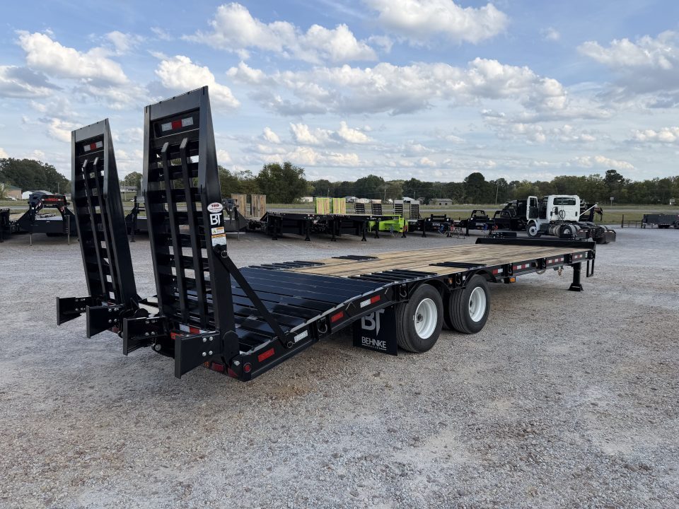 New 2027 Behnke 102"x29' 20 TON Pintle Hitch Tag Trailer *AIR RAMPS*