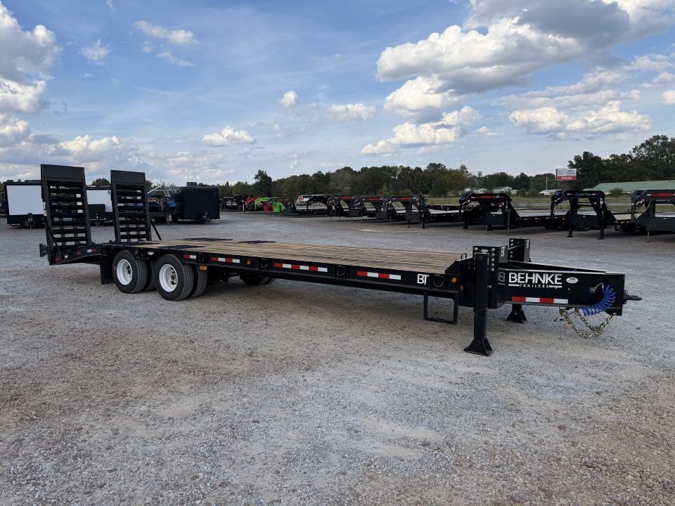 New 2027 Behnke 102"x29' 20 TON Pintle Hitch Tag Trailer *AIR RAMPS*