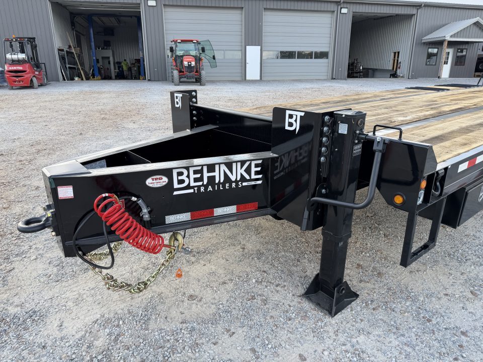 New 2027 Behnke 102"x29' 20 TON Pintle Hitch Tag Trailer *AIR RAMPS*