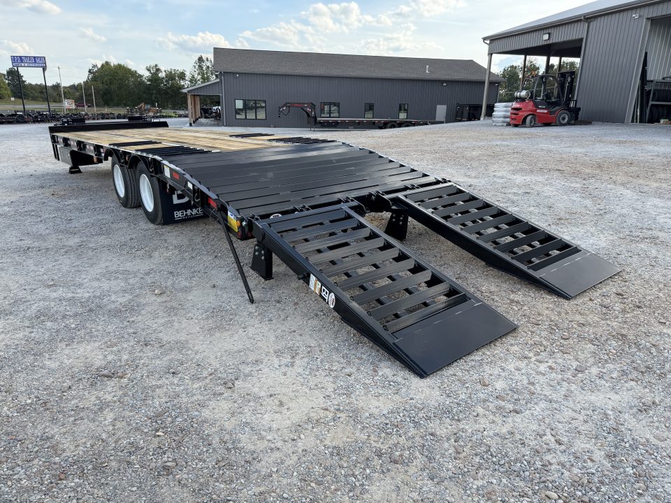 New 2027 Behnke 102"x29' 20 TON Pintle Hitch Tag Trailer *AIR RAMPS*