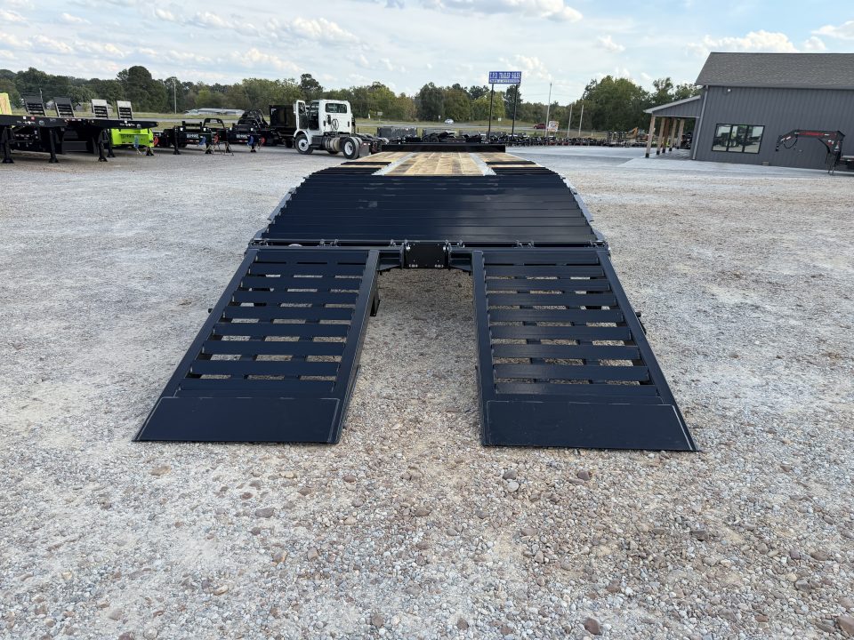 New 2027 Behnke 102"x29' 20 TON Pintle Hitch Tag Trailer *AIR RAMPS*