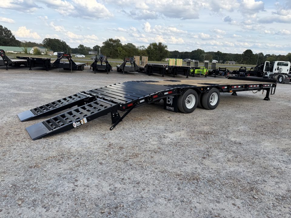 New 2027 Behnke 102"x29' 20 TON Pintle Hitch Tag Trailer *AIR RAMPS*