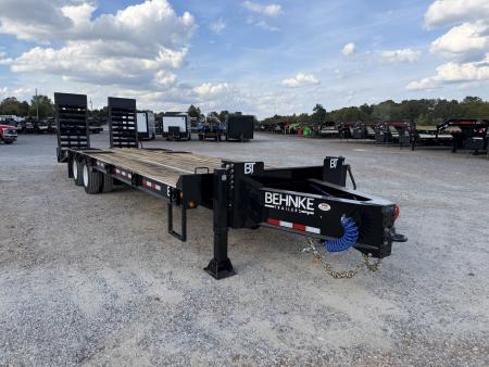 New 2027 Behnke 102"x29' 20 TON Pintle Hitch Tag Trailer *AIR RAMPS*