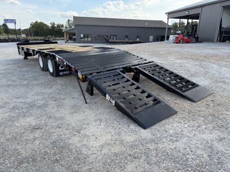 New 2027 Behnke 102"x29' 20 TON Pintle Hitch Tag Trailer *AIR RAMPS*