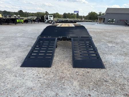 New 2027 Behnke 102"x29' 20 TON Pintle Hitch Tag Trailer *AIR RAMPS*