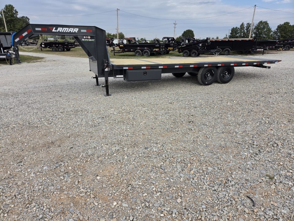 New 2027 Lamar 102X24 TANDEM 14K GOOSENECK DECKOVER POWER TILT W/14PLY