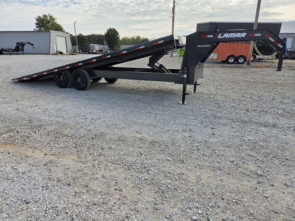 New 2027 Lamar 102X24 TANDEM 14K GOOSENECK DECKOVER POWER TILT W/14PLY
