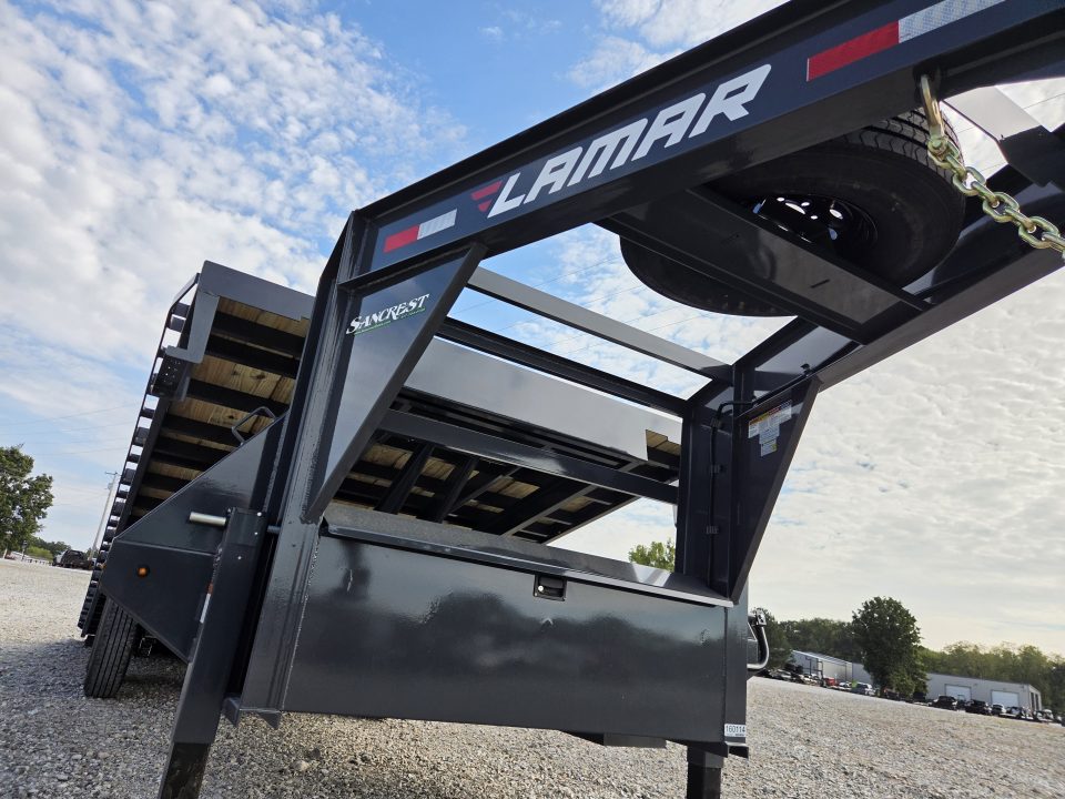 New 2027 Lamar 102X24 TANDEM 14K GOOSENECK DECKOVER POWER TILT W/14PLY