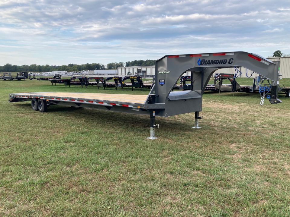 New 2027 Diamond C Trailers 102X40 TANDEM 12K GN W/ MAX RAMPS & RATCHET RAIL Flatbed Trailer