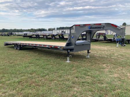 New 2027 Diamond C Trailers 102X40 TANDEM 12K GN W/ MAX RAMPS & RATCHET RAIL Flatbed Trailer