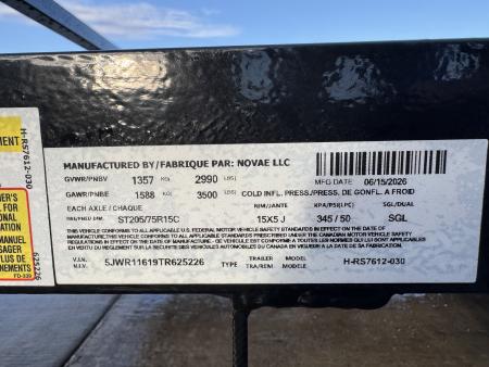 New 2026 H&H Trailers RS7612-030 Utility Trailer