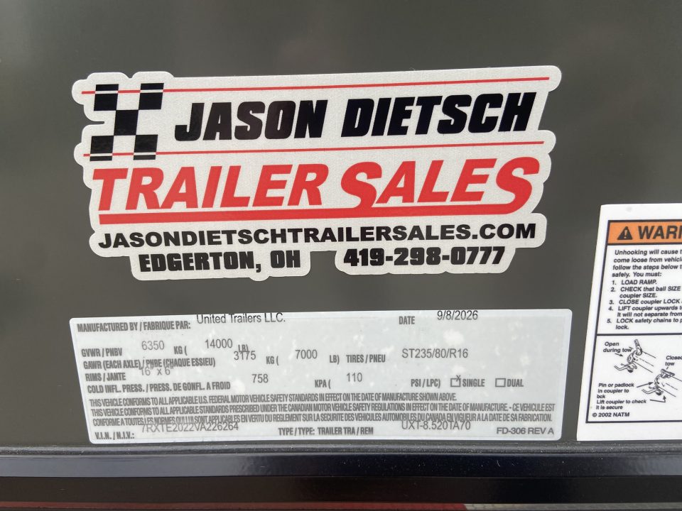 New United Trailers UXT-8.520 Cargo Enclosed Trailer