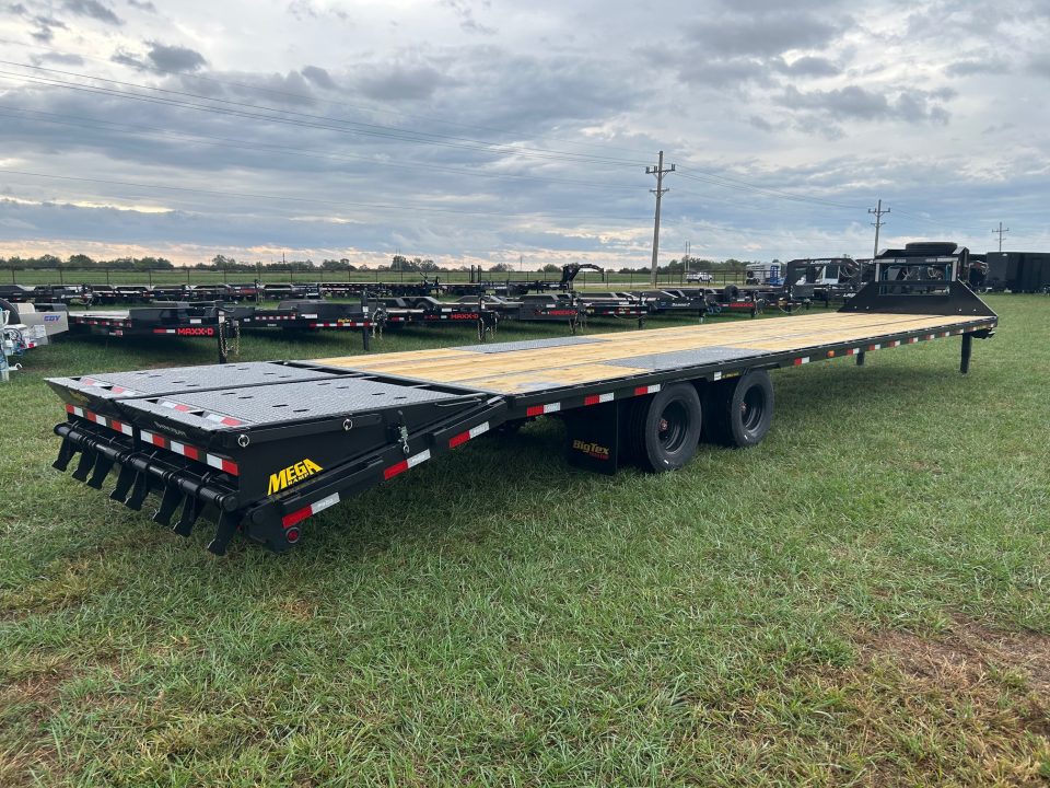 New 2027 Big Tex 12x40 Tandem 25.9K GN Flatbed w/ Mega Ramps, 2-Speed Jacks, & Ratchet Rail
