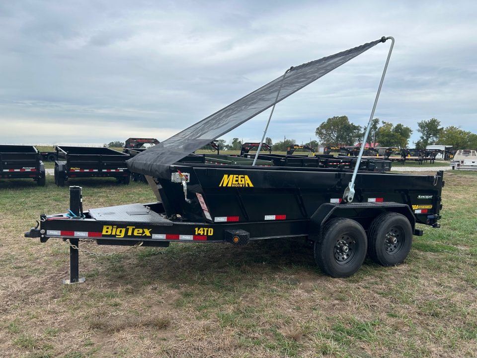 New 2027 Big Tex 83x14 Tandem 15.4K Telescopic Dump w/ 7 Gauge Floor, Hydraulic Jack, Long Arm Tarp, & Solar