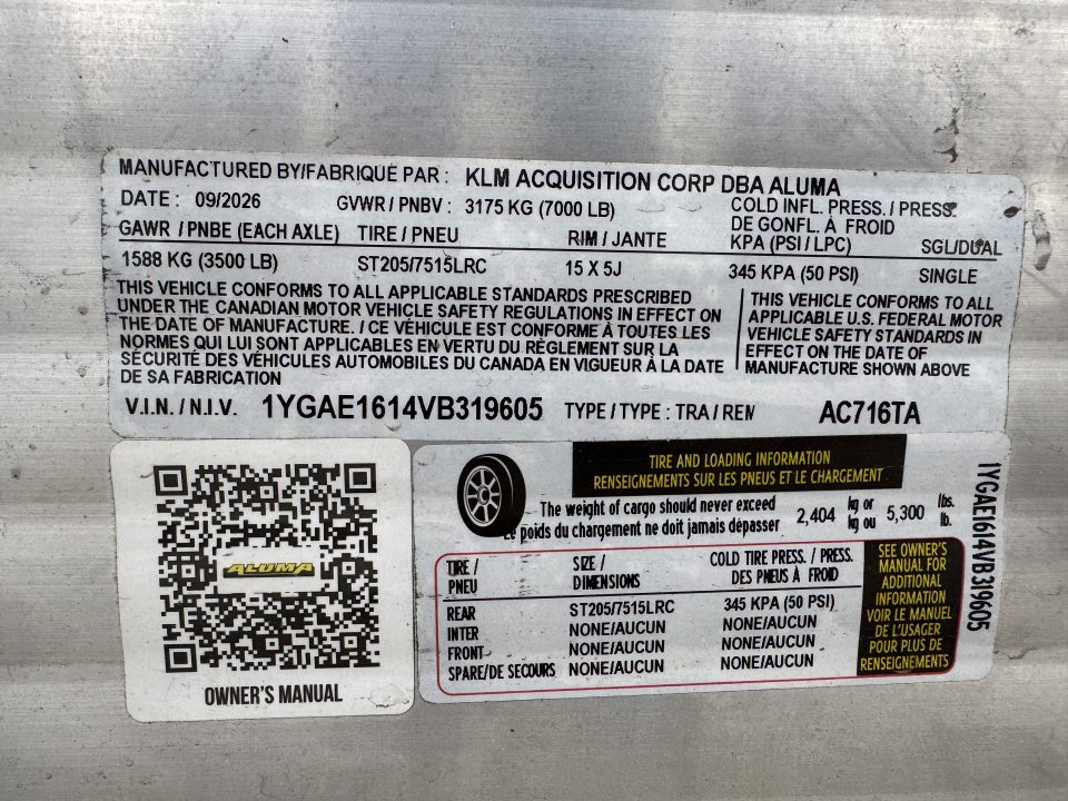New 2027 Aluma AC716TA Cargo / Enclosed Trailer