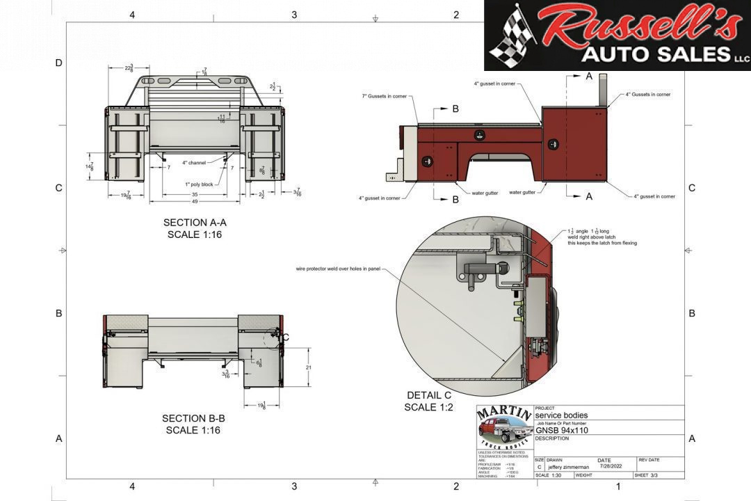 New Scratch and Dent Sale Martin Truck Bodies Aluminum Gooseneck Service Body DRW 60" CA Cab and Chassis SMOOTH APPEARANCE