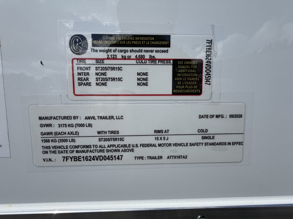 New 2027 7X16 Anvil Cargo Trailer