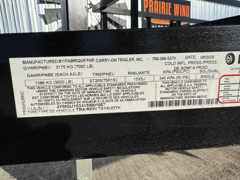 New 2027 Commander Trailers 7X18UD7K Utility Trailer