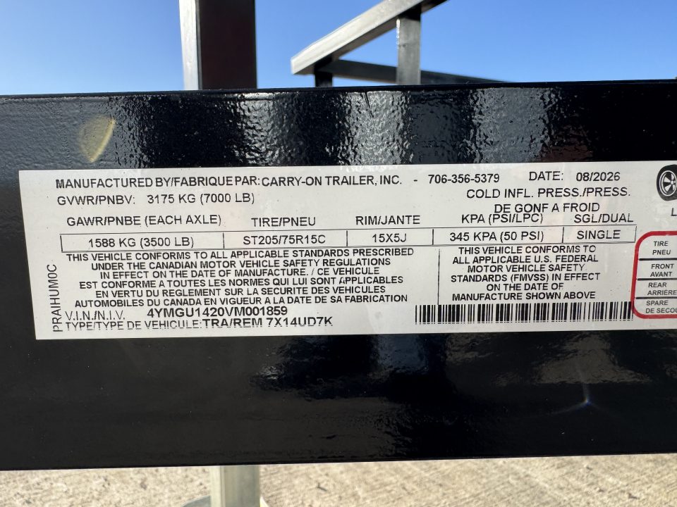 New 2027 Commander Trailers 7X14UD7K Utility Trailer